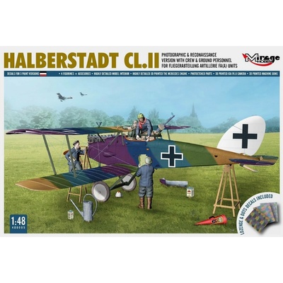 Mirage Hobby Halberstadt CL.II Photo&Recon Version with Crew & Ground personnel For Fliegerabteilung Art. 1:48