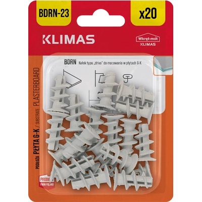 KLIMAS Hmoždinka do sadrokartónu plastová DRIVA BDRN-23 (blister)