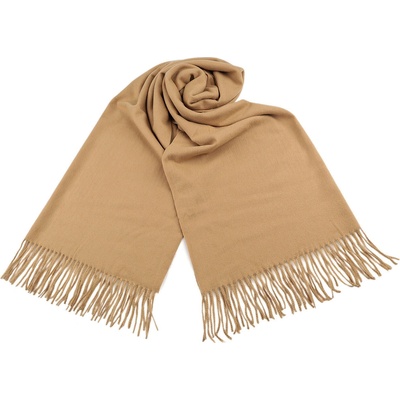 Šátek typu pashmina s třásněmi 3 béžová velbloudí