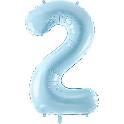 PartyDeco Fóliový balón číslo 2 bledo modrý 86 cm