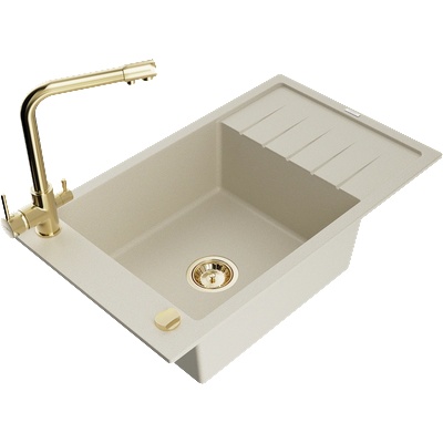 Mexen Elias гранитна кухненска мивка с 1 отделение с отцедник и кухненски (6511-69-671600-50)