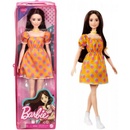 Barbie Modelka oranžové šaty s puntíky