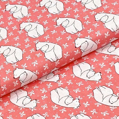 Bavlněné plátno P0632 růžové, lední medvědi, š.140