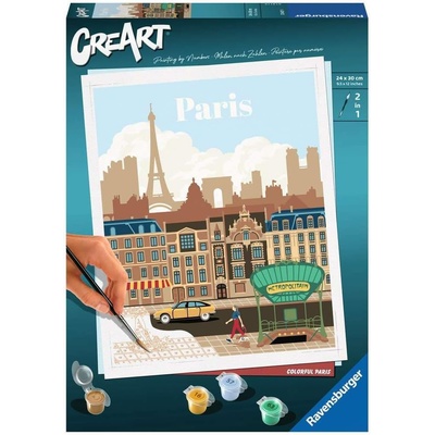 Ravensburger Комплект за рисуване по номера Ravensburger CreArt - Цветен Париж (23687)