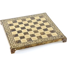 Manopoulos Ručně vyráběná mosazná šachová souprava ve stylu řeckého meandru 28x28cm