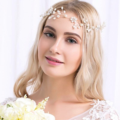 Naishide Jewelry Luxusní svatební ozdoba do vlasů KVĚTY Z PEREL - smetanová