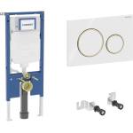 Geberit Казанче за вграждане с рамка Geberit Duofix Sigma, комплект за фиксиране и бутон Sigma20, бяло-златно (111.796.00.2+115.882.KK.1)