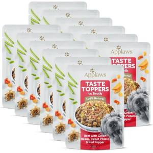 Applaws Капсула Applaws Dog Taste Toppers in Broth говеждо, боб, сладък картоф и червен пипер 12 x 85 г