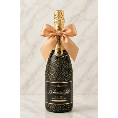 Bohemia Sekt Demi Sec Černo-zlatá zdobená lahev 1,5 l