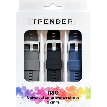 Trender Каишки Trender - Trio Bundle, 22 mm, 3 броя, сива/черна/синя (TR-TRIO15)