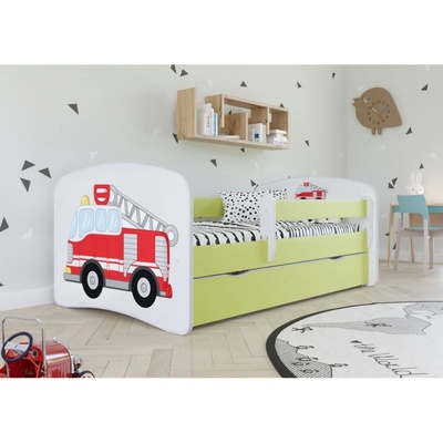 Kocot kids Babydreams hasičské auto zelená se šuplíky s matrací