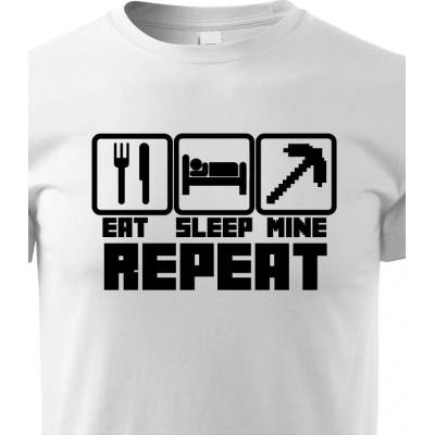 Dětské tričko Eat Sleep Mine Repeat BíláCanvas Dětské tričko Bezvatriko.cz 1