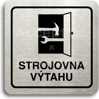 ACCEPT Piktogram strojovna výtahu - stříbrná tabulka - černý tisk