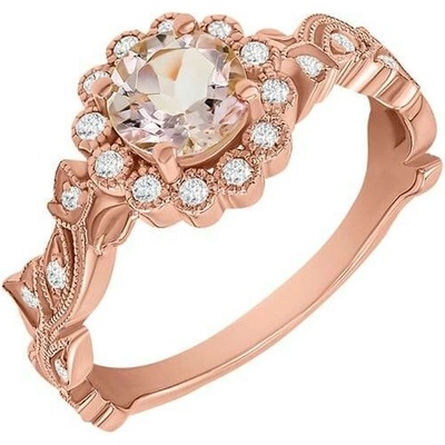 Eppi zásnubní prsten s morganitem a diamanty ve vintage stylu Jyspie R32109