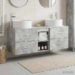 vidaXL Комплект мебели за баня 3 бр. Бетонно сиво 129 x 44.5 x 80 см (3405950)