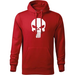 DRAGOWA мъжки суитшърт с качулка Punisher, червен, 320 г/м2 (5710)