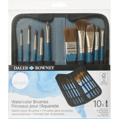 Daler-Rowney Simply Watercolour Brush Natural Flat Wash/Oval Wash Комплект четки 10 бр (216919010)