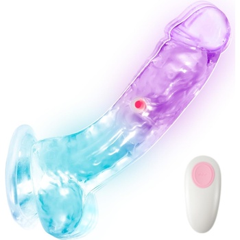 SuperLove LED Vibrating Dildo with Balls & Remote Medium