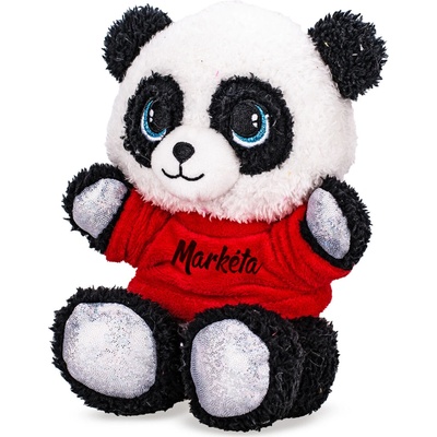 Mikro Trading Panda v tričku s potlačou 17cm sediaca