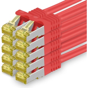 1aTTack. de Cat. 7 network cable 5m red pack of 10 Cat7 Ethernet cable network LAN cable raw cable 10 Gb s SFTP PIMF LSZH set patch cable with Rj 45 plug Cat. 6a - 4251073617183