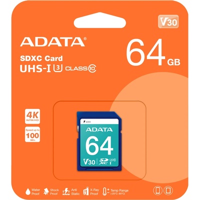 ADATA SDXC 64GB UHS-I U3 ASDX64GUI3V30S-R