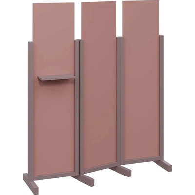 Atmosfere LINE 316 dřevěný 3-dílný paraván mobilní výška 1600 mm rám sandy lilac výplň antická růžová polička
