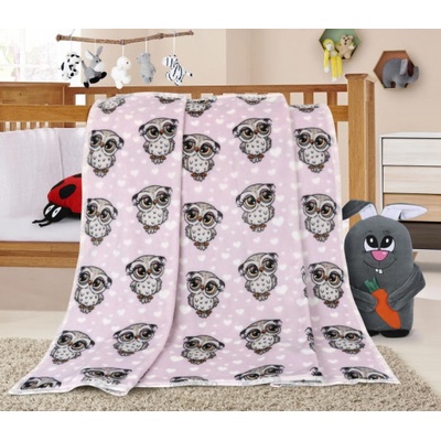 Bellatex Ella prikrývka sovička růžová 100x150