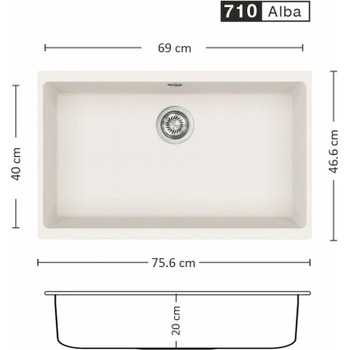 Image 1 of Eurolux COVER 756 U Композитна мивка за вграждане под плот (COVER 756 U)