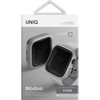 Uniq Силиконов (TPU) кейс с две сменяеми поликарбонатни части за Apple Watch 7 41мм, Apple Watch 8 41мм - Uniq Moduo Apple Watch Case (сив) (UNIQ-41MM-MDCHSGRY)