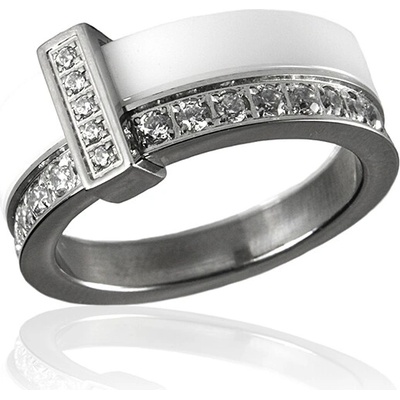 BM Jewellery Dámský keramický prsten se zirkony S298190