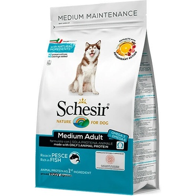 Schesir Dog Medium Adult Tuňák a sleď s rýží 3 kg