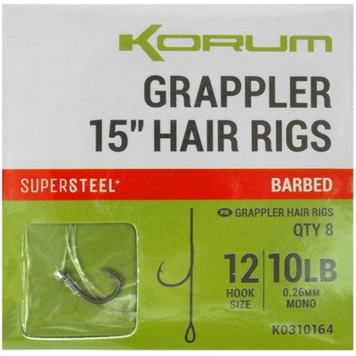 Korum Hotové Návazce Grappler Hair Rigs Barbed 38 cm Velikost 12 0,26 mm 10 lb 8 ks – Zboží Dáma