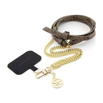 Pouzdro Guess Crossbody Popruh PU 4G Chain with Charm Gold/ hnedé