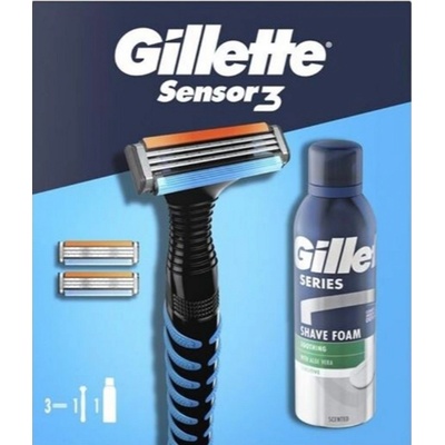 Gillette Sensor 3 holiaci strojček + 3 náhradné hlavice + pena na holenie 200 ml