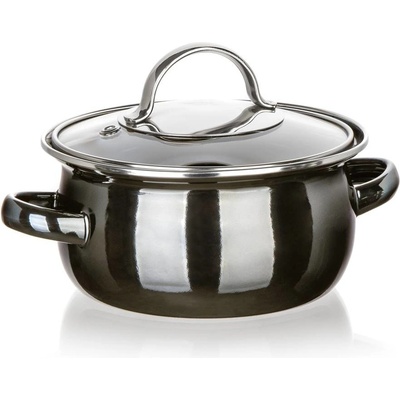 BANQUET Hrnec smaltovaný METALLIC Black 14 cm 0,71 l s poklicí