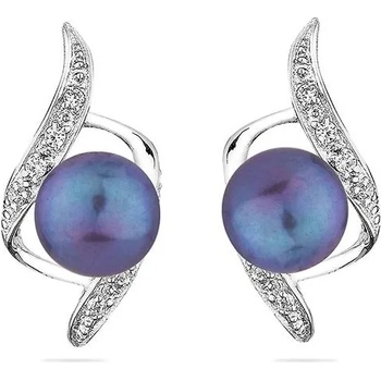 Image 1 of Swan Сребърни обици със сладководни черни перли SE0022B Swan