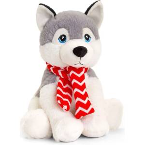 Keel Toys Eкологична плюшена играчка Keel Toys Keeleco - Хъски с шалче, 25 cm (SX1932) - baby