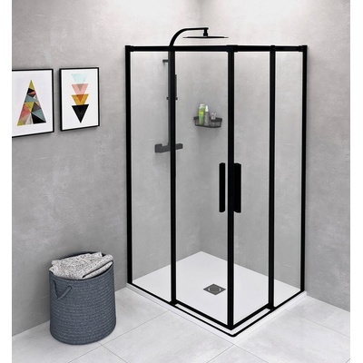 Polysan ALTIS LINE BLACK obdĺžniková sprchová zástena 900x800 mm, L/P varianta, rohový vstup AL1592BAL1582B