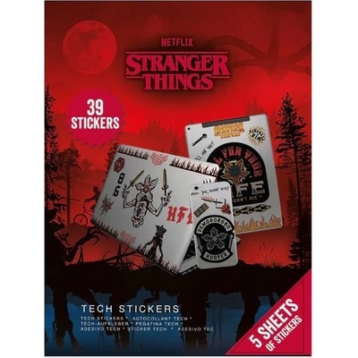 CurePink: | Samolepky na elektroniku Netflix|Stranger Things (5 listů|39 kusů) [TS7456]