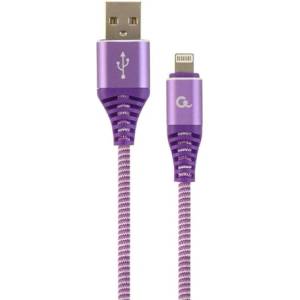 Gembird USB-A 2.0 - Lightning M/M кабел за данни 2 м лилаво-бял Premium CC-USB2B-AMLM-2M-PW (CC-USB2B-AMLM-2M-PW)