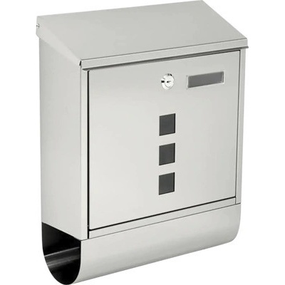 Nerezová poštová schránka BK.203.N s okienkami z číreho plexiskla a tubusom na noviny