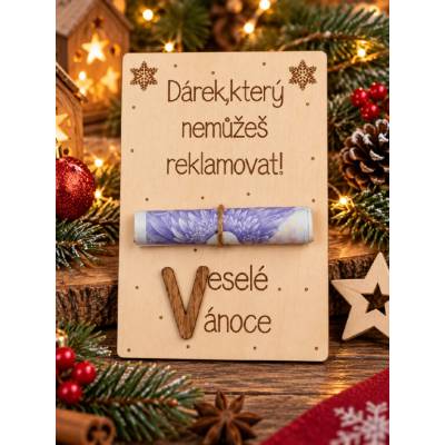 Dekorace z Řečice Dřevěné přání na peníze "vánoční"