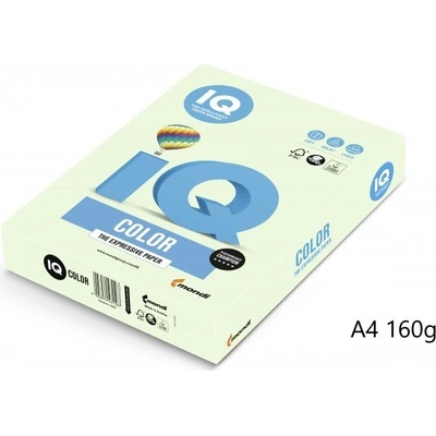 Papír IQ Color A4 160g GN27 pastelová světle zelená 250listů