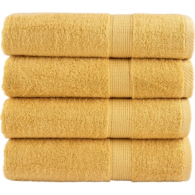 vidaXL Премиум хавлиени кърпи SOLUND 4 бр злато 100x150 см 600 gsm (137288)