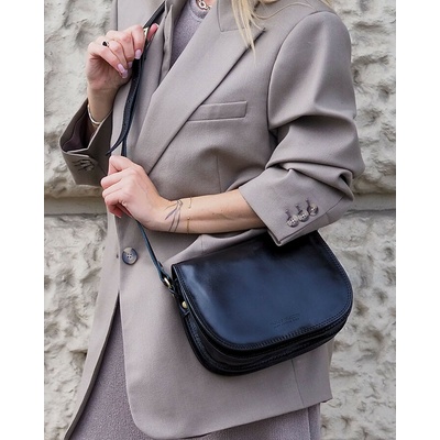 Mazzini Marco dámska kožená crossbody kabelka L127c čierna