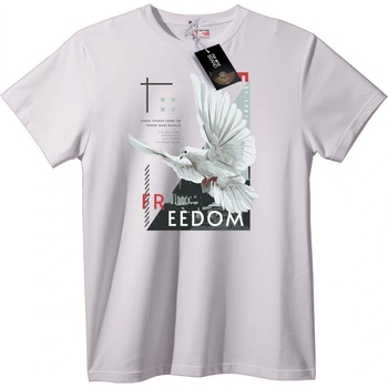 NOONEBRAND Тениска Свобода с гълъб - M, White