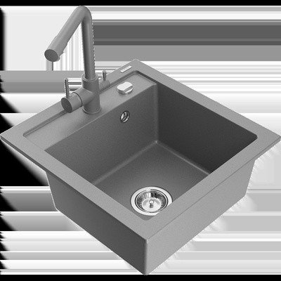 Vito гранитна мивка с 1 камера и кухненски смесител Duero, сив - 6503-71-671600-71 (6503-71-671600-71)