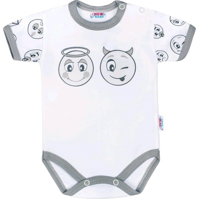 NEW BABY Dojčenské bavlnené body s krátkym rukávom Emotions Biela