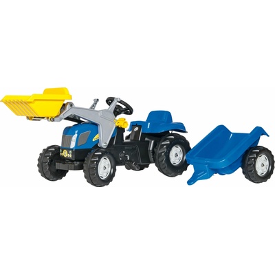 Rolly Toys dětský traktor s bagrem a přívěsem modrý