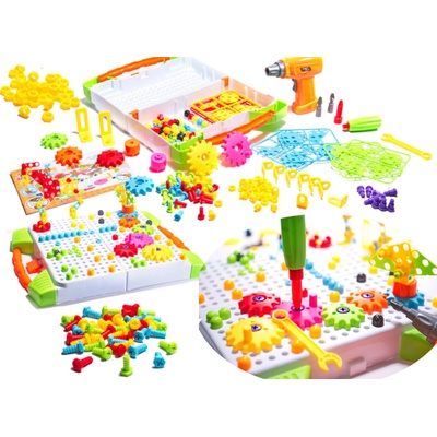 KIK KX7838_2 Mozaika puzzle plastové bloky + skrutkovač 181 ks